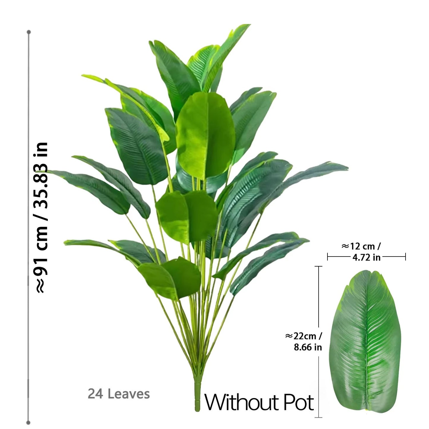 67-112cm Large Artificial Plants Bird of Paradise Tree Tropical Fake Banana Leaves Plastic Palm Plants for Home Garden Decor