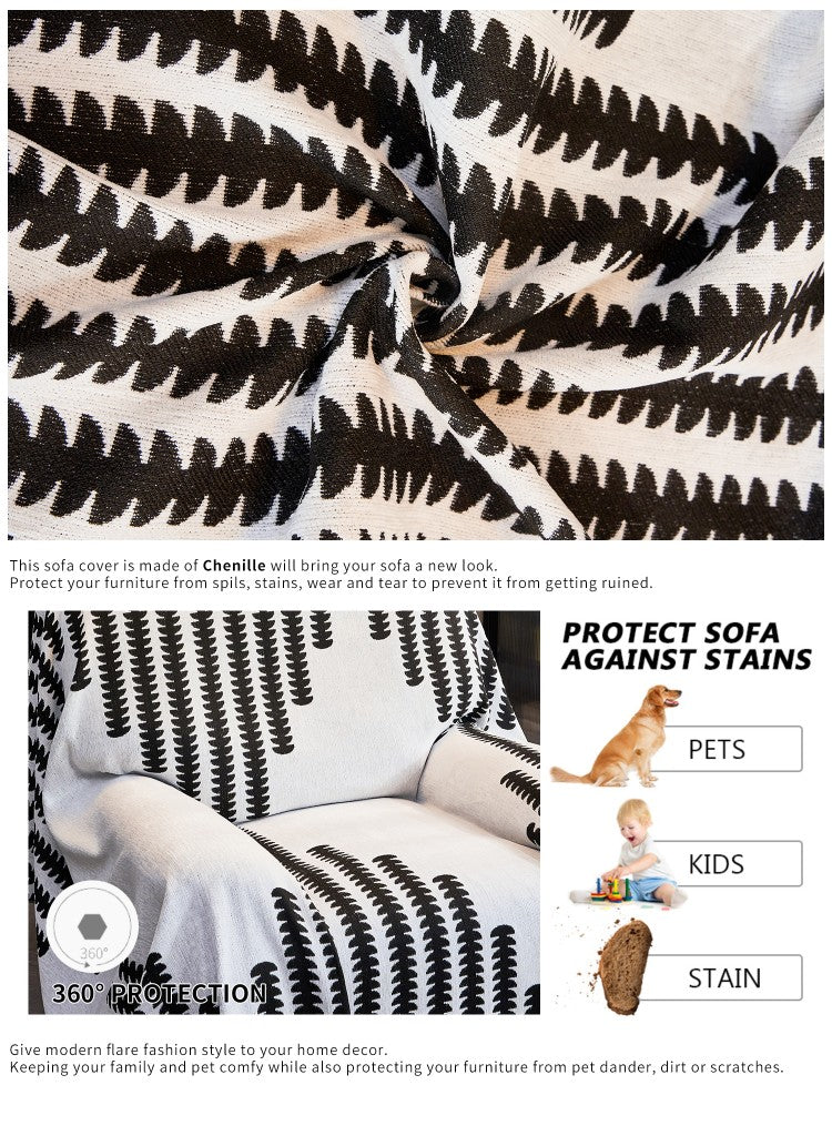 Chenille Fabric Sofa Blanket Nordic Style Universal Throw Blankets with Tassel for Living Room Four Seasons Couch Protector