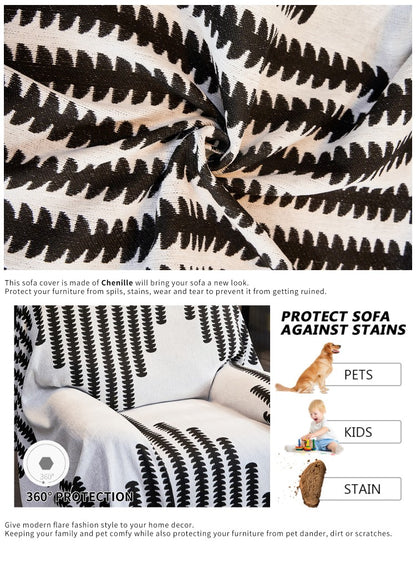 Chenille Fabric Sofa Blanket Nordic Style Universal Throw Blankets with Tassel for Living Room Four Seasons Couch Protector