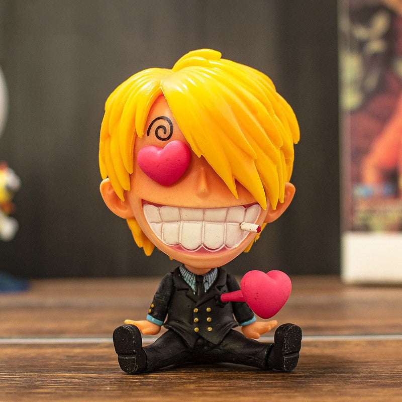 Bonecos Colecionáveis Fofos One Piece Versão Q Luffy Zoro Chopper Ace Boa Hancock Anime Blind Box Decoração de Mesa Carro Brinquedo Presente Infantil