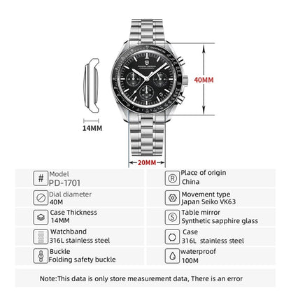2025 New PAGANI DESIGN Mens Watches Top Brand Luxury Automatic Quartz Chronograph Waterproof Sport Stainless Steel Clock Relogio