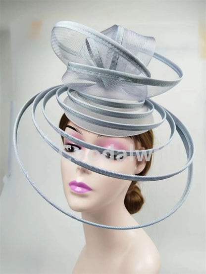 Chapéu Fascinator de Igreja Véu de Casamento de Malha Feminino para Festa Banquete Chapéu Boné Faixa de Cabelo Feminina Festa Chá Royal Ascot Chapéus Pillbox