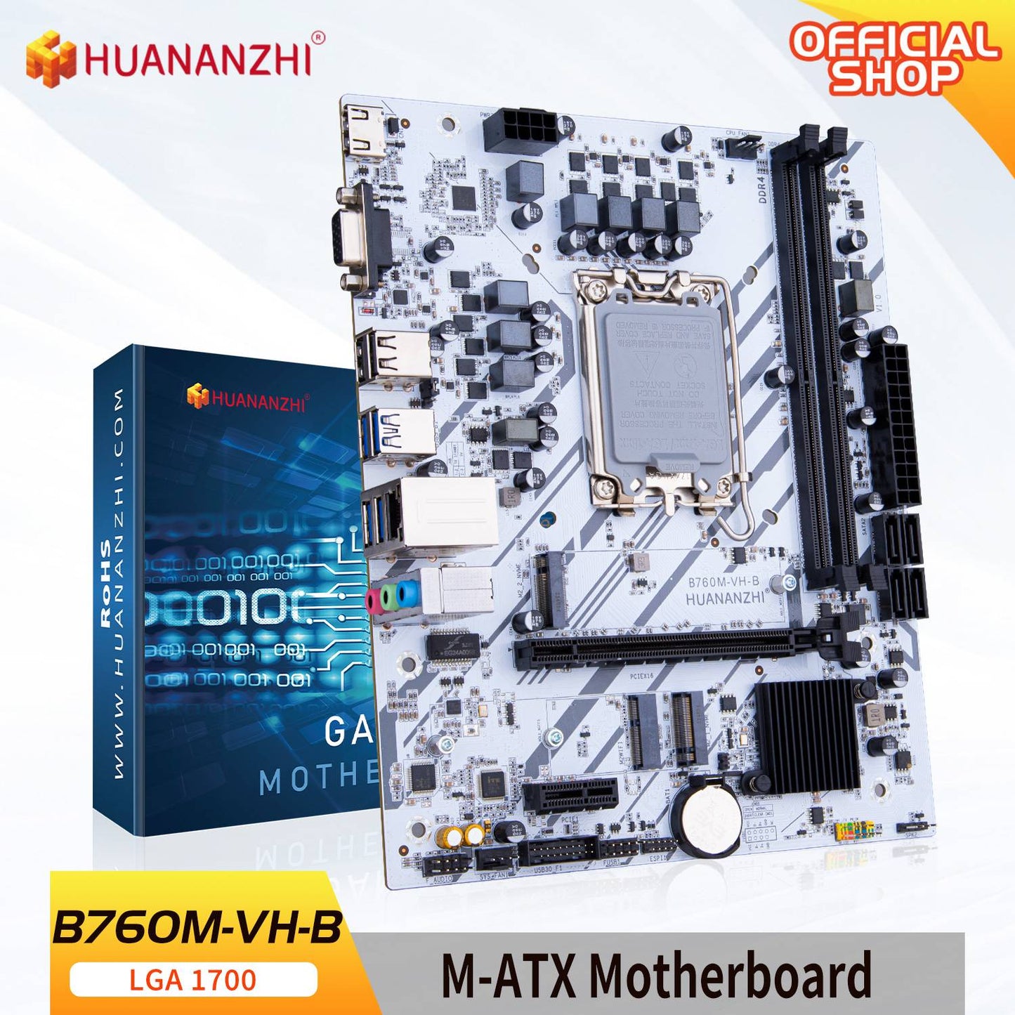 Placa-mãe HUANANZHI B760M VH B M-ATX DDR4 Suporta CPU Intel LGA 1700 de 12ª e 13ª Geração B760 12100F 12400F 12490F 12600F 12700F 13600F