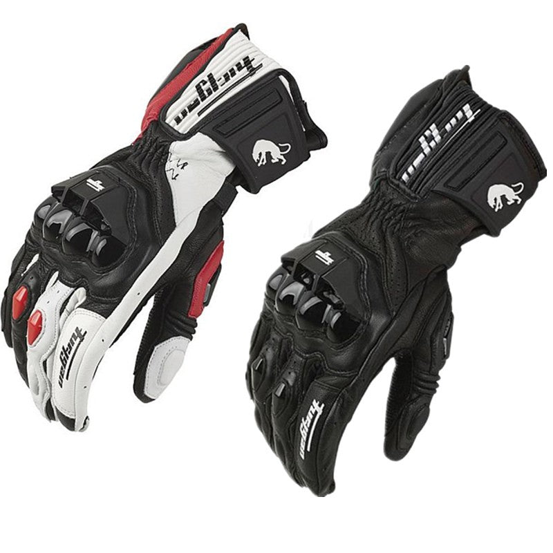 Luvas de Couro Genuíno para Motociclistas Masculinas Luvas de Motocross Corta-vento para Pilotagem ao Ar Livre Equipamento de Proteção para Motociclismo com Tela Sensível ao Toque