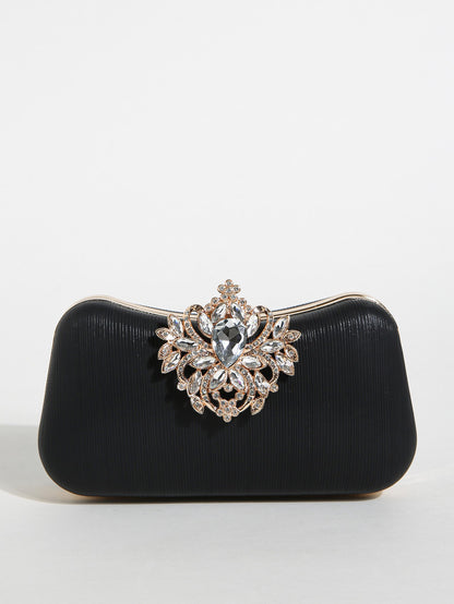 Luxury Rhinestone Evening Bag For Carnaval, Shiny Wedding Dress Purses,  Glamorous,Elegant,Exquisite Small Rhinestone Decor Boxy