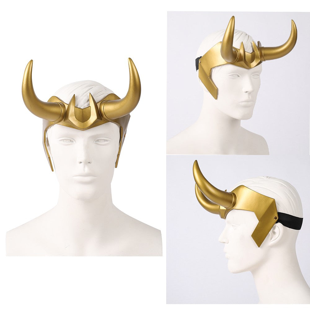 Ragnarok Loki Helmet Horns Latex Crown Mask Halloween Cosplay Costume Props for Adult Men Women Anime
