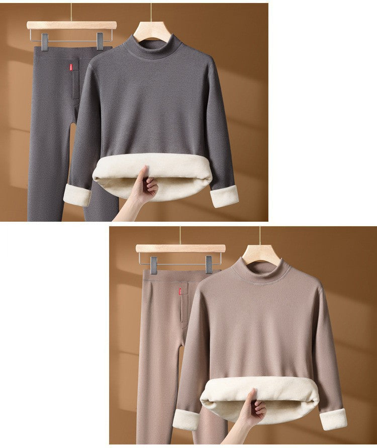 Winter Thermal Underwear Set For Men And Women Thick Velvet Lining Suitable For Wearing Cold Warm Underwear's Top And Bottoms