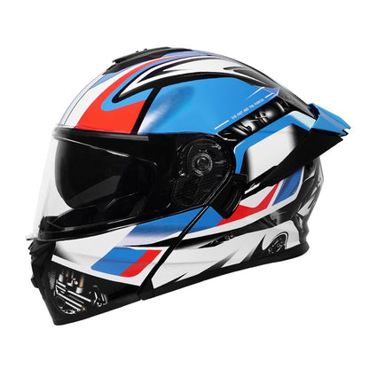 Capacete de motocicleta quente e elegante de inverno com rosto completo e capacete completo e inversão de lente dupla