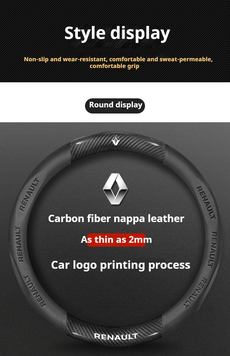 Capa de Volante de Carro em Fibra de Carbono para Renault Scenic Clio Laguna 2 3 4 5 Kangoo Fluence Megane Trafic Talisman Twingo Kaptur
