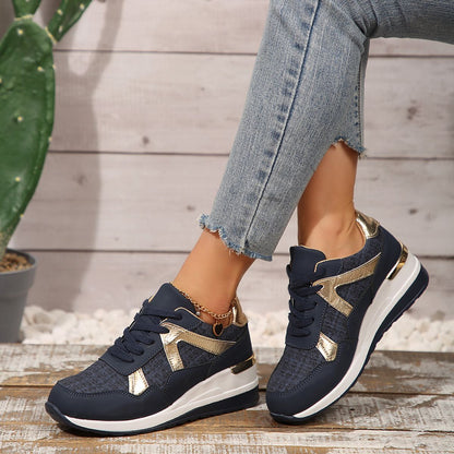 New Big Size Women Sneakers Breathable Lace-up Casual Sneakers Outdoor Lightweight Shoes Women Walking Anti-slip Platform Shoes