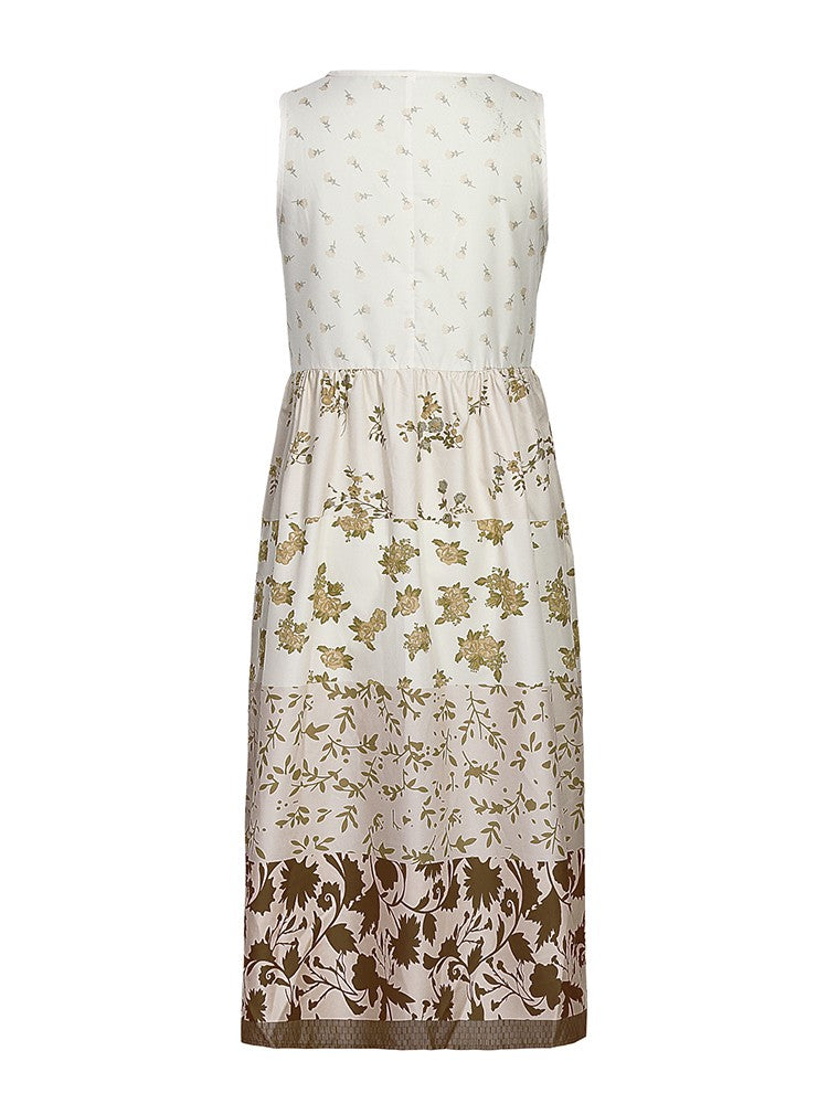 Plus Size Casual Women's Midi Dress 2025 Summer New Floral Printed Sleeveless Fl