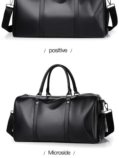 Retro New Short Trip Bag Large Capacity Sports Motorcycle Training Pu Waterproof Leisure Fitness Bag