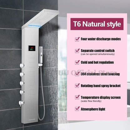 Luxury Shower For Bathroom With Digital Display Pressurized Top Nozzle Rain Shower Head Shower Room Wall Mounted Shower Set