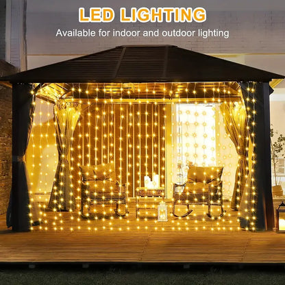 300Leds Solar Curtain Light Outdoor Fairy Garland String Lights 8 Modes Wedding Party Garden Decor Christmas Holiday Lighting