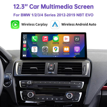 12.3inch Ultra Thin Screen For BMW 1/2/3/4 Series F20 F21 F22 F23 F30 F31 F33 F36 CIC/NBT/EVO Wireless CarPlay Multimedia Radio