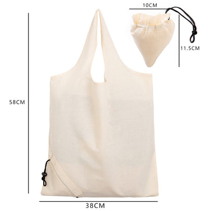 2024 ECO Cotton Shopping bag Folding Package Women Men Reusable Canvas Fold Pouch white