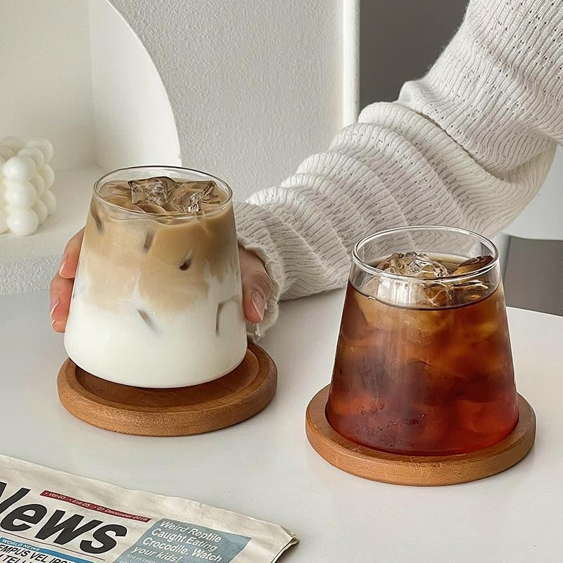 2/4 canecas de vidro copos de café gelado 300ml canecas de vidro acessórios de cozinha 350ml canecas para chá com leite suco garrafa de vidro para bebidas