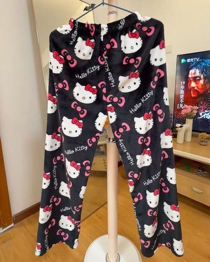 Calça de Pijama Hello Kitty Y2K Sanrio Anime Feminina Calças de Pijama Desenho Animado Moda Roupa de Dormir Calças de Lazer Roupa de Casa