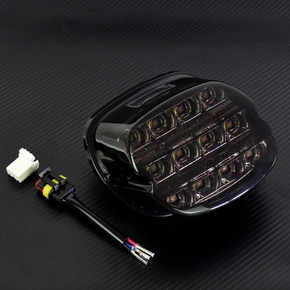 Luz traseira de LED 12V para motocicleta, lente fumê/vermelha, luz de freio, placa de licença, lâmpada traseira para Harley Dyna Touring Sportster Wide Glide
