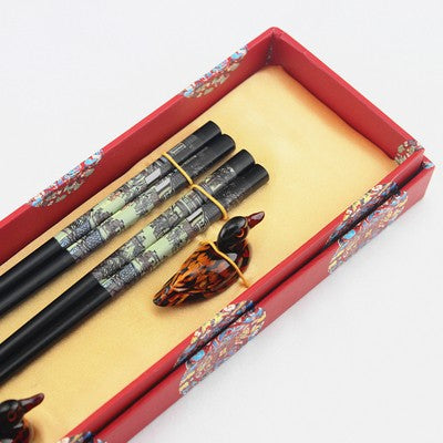 Hashis de madeira 2 pares com descanso características chinesas China Affairs apresenta melhor presente pauzinhos lembrança