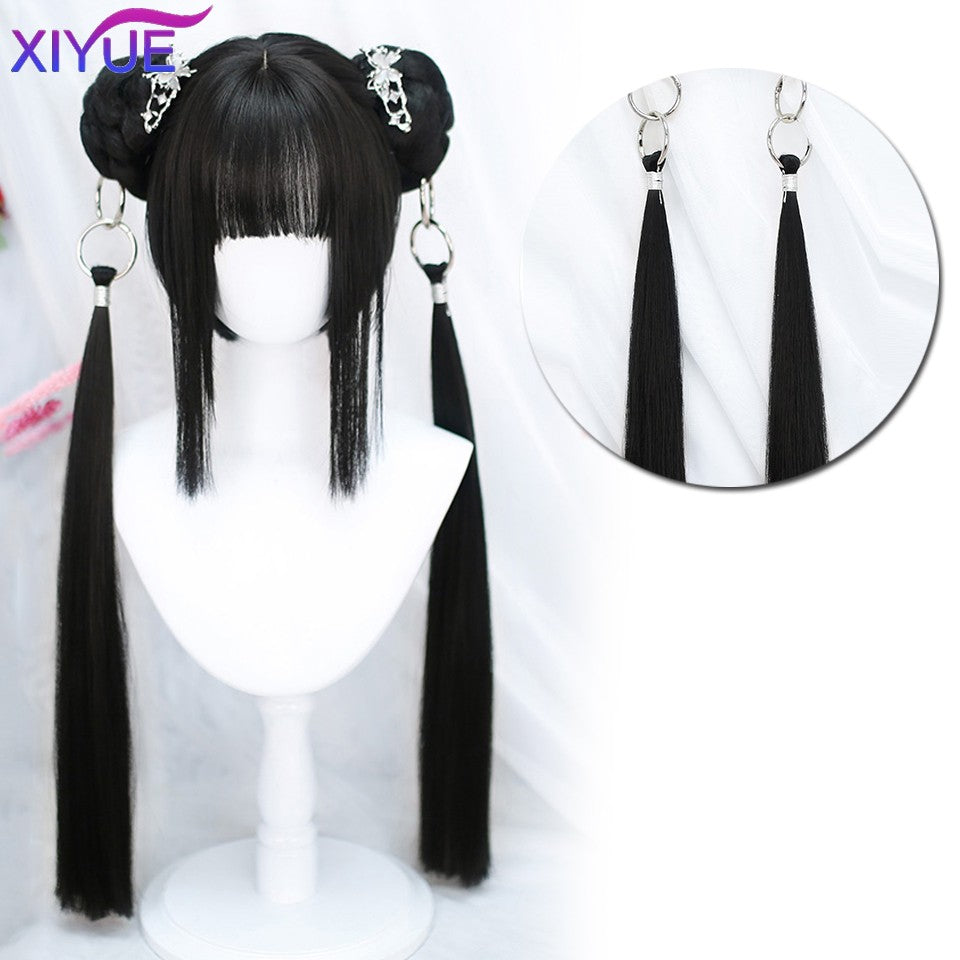 XIYUE Synthetic Long Straight Lolita Wig with Bang Red Ombre Black Cosplay Party Halloween Christmas Wavy Curly Harajuku Wig