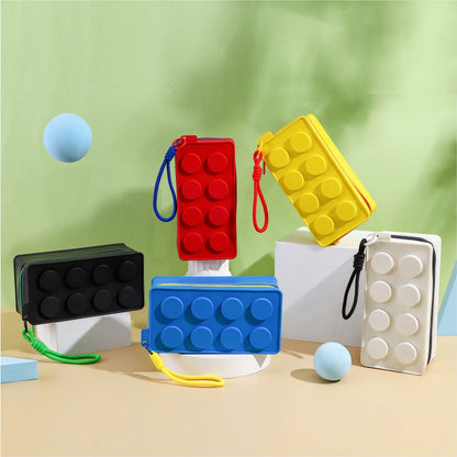 Creative Building Block Shaped Handbag Pen Storage Bag with Rope Portable Stationery Organizer Pencil Case Sundries Organizer