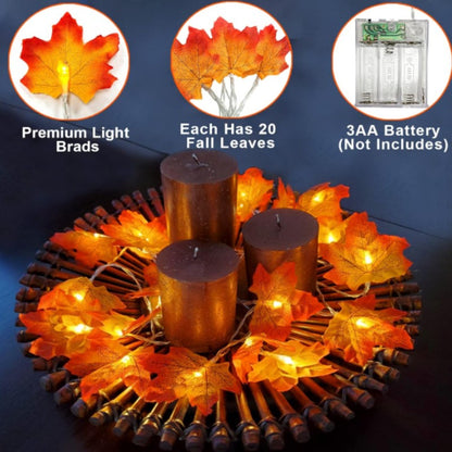 Fall Thanksgiving  Artificial Maple Leaf Leaves 10/20LED Light String Garland Home Party DIY Halloween Christmas Decoration 2025