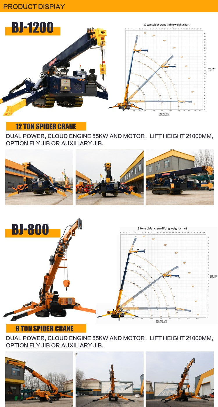 Guindaste Aranha de Trabalho Aéreo Personalizado, Guindaste Hidráulico Portátil de 8 Toneladas para Construção de Armazéns, Equipamento de Elevação, Mini Guindastes de Içamento
