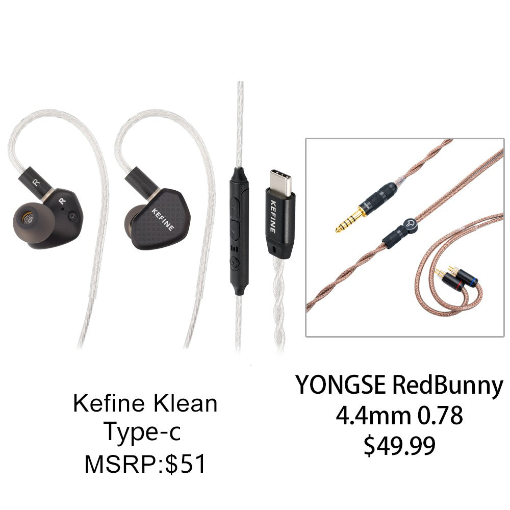 Kefine Klean 10mm DLC Diaphragm Dynamic Driver IEMs Hi-Fi In-ear Earphone with Nozzles and Comfortable 2-pin Silver-plated Cable