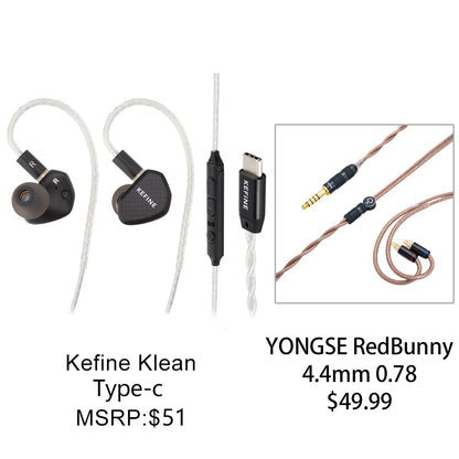 Kefine Klean 10mm DLC Diaphragm Dynamic Driver IEMs Hi-Fi In-ear Earphone with Nozzles and Comfortable 2-pin Silver-plated Cable