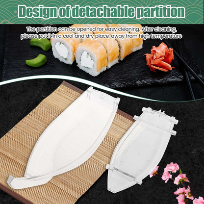 Sushi Serving Tray Reusable Plastic Sushi Boat Serving Plate Japanese Style Sushi Tray Decorative for Home Kitchen Restaurant