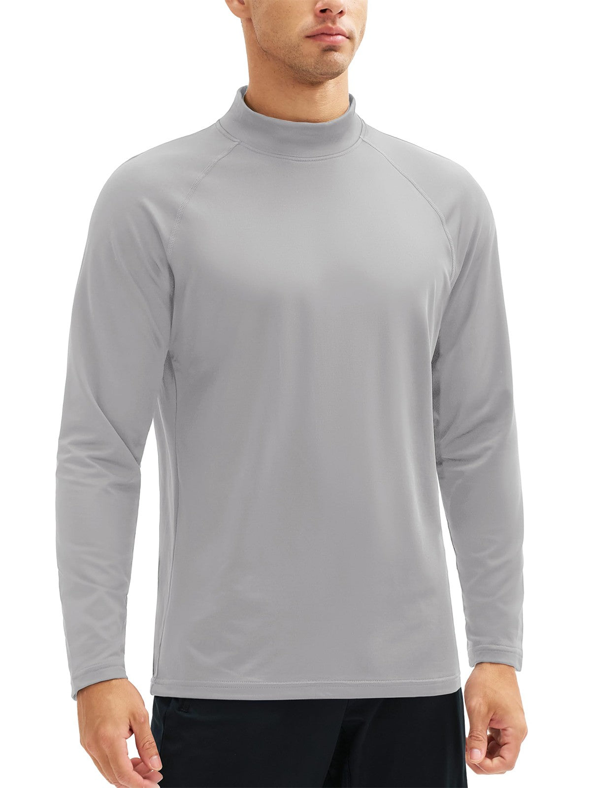 TACVASEN Mock Neck Thermal T-shirts Mens Micro-fleece Lined Long Sleeves Spring Athletic Workout Base Layer Pullover Tops Male