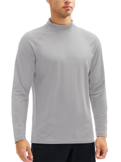TACVASEN Mock Neck Thermal T-shirts Mens Micro-fleece Lined Long Sleeves Spring Athletic Workout Base Layer Pullover Tops Male