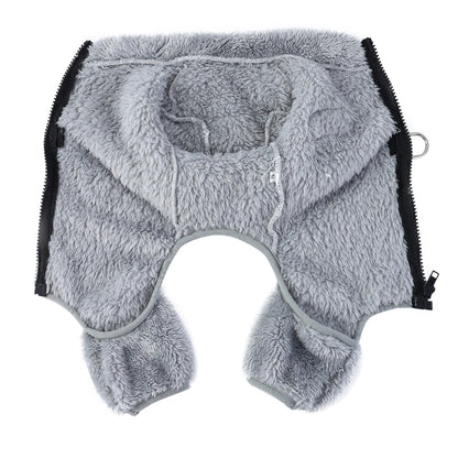Soft Fleece Dog Clothes Winter Four Legs Covered  Plush Pet Coat D-Ring Zipper Puppy Jacket Autumn Overall For Small Middle Dog