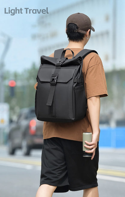 Men's Backpack Roll Top Bag Waterproof Laptop Compartment for Work Travel School Bag Hiking Bookbag Mens Gifts