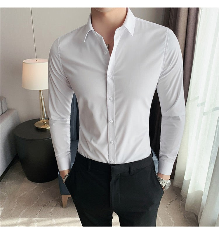 Plus Size S-7XL High Quality Men Dress Shirt 2024 Autumn Long Sleeve Solid Business Slim Shirts Homme Dress Social Casual Shirt