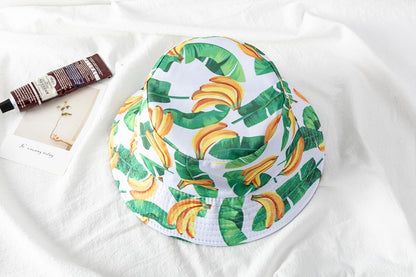 Chapéu Bucket Unissex Quente de Verão com Estampa de Frutas, Dupla Face, Chapéu de Sol Feminino, Chapéu Panama Clássico Masculino