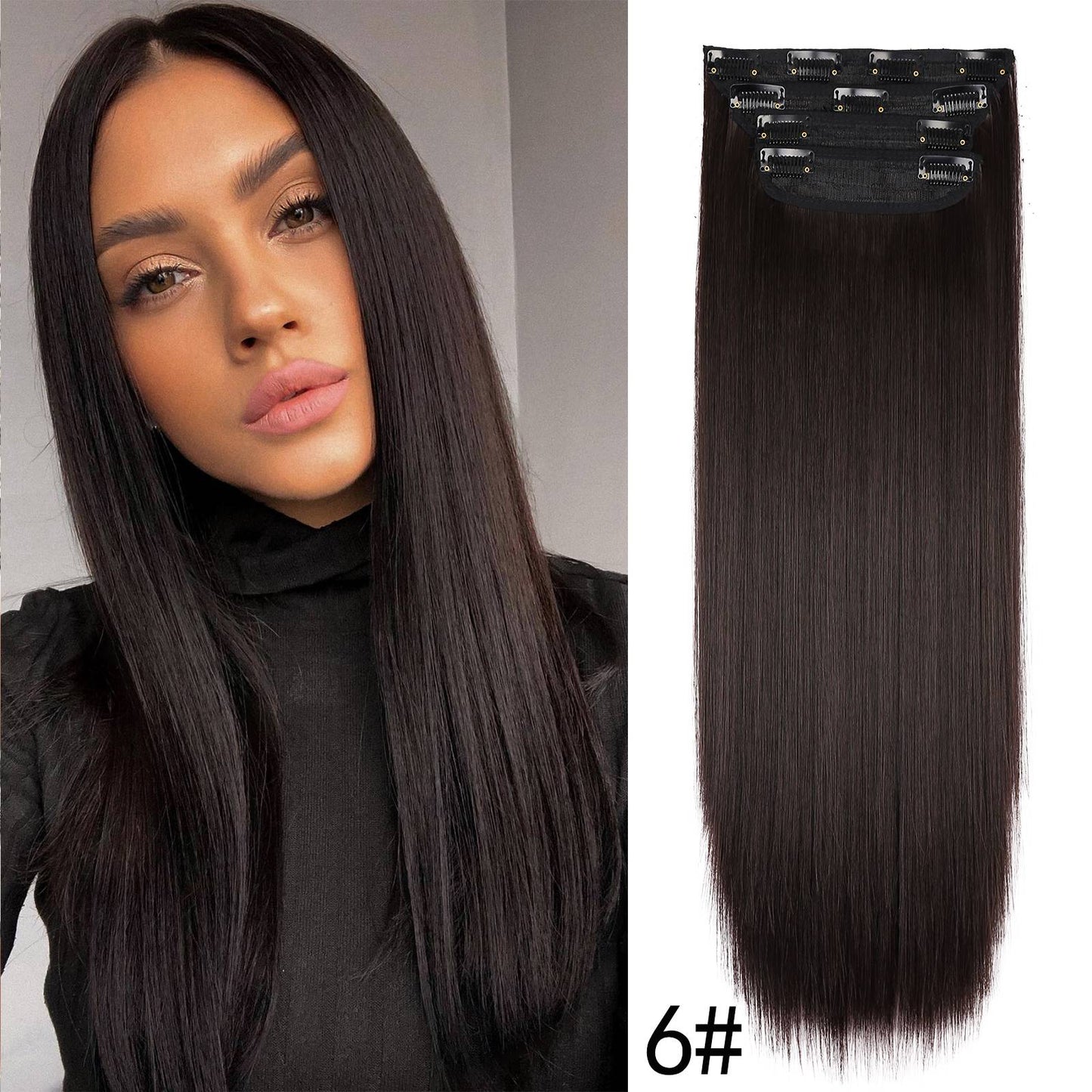 Kit 4 Peças Aplique Tic Tac Cabelo Sintético 20 Polegadas Cacheado Longo Grosso Para Mulheres Cabeça Inteira extensões de cabelo sintéticas