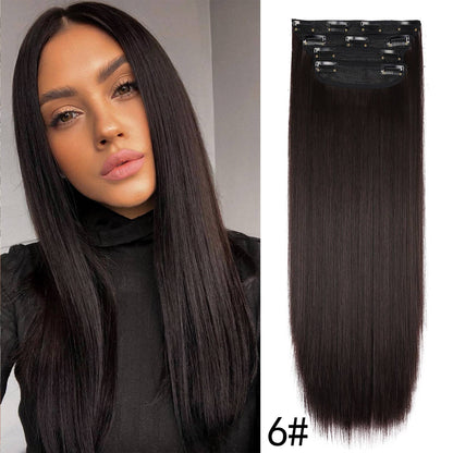 Kit 4 Peças Aplique Tic Tac Cabelo Sintético 20 Polegadas Cacheado Longo Grosso Para Mulheres Cabeça Inteira extensões de cabelo sintéticas