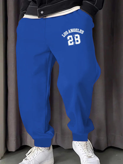 Los Angeges Number 28 Printing Male Sweatpants Fashion Long Pants Trendy Basic Trousers Casual Elastic Waist All-Match Pant