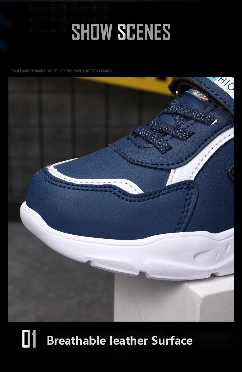 New Children's Leather Casual Shoes For Boy Girls Sneakers Breathable Kids School Walking Non-slip Sport Running Shoes Outdoor
