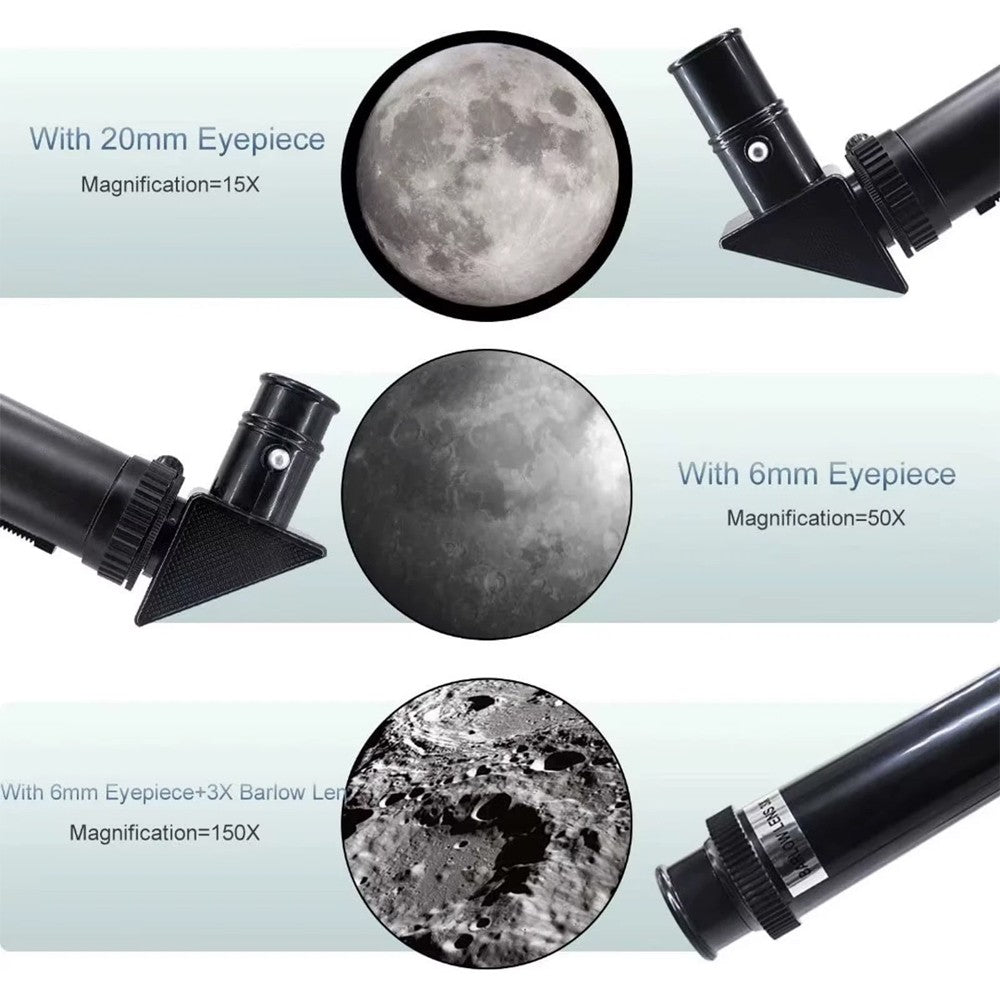 Telescópio Astronômico 150X, Refrator de Abertura de 70mm, Telescópio Portátil de Viagem com Adaptador de Celular e Controle Remoto Sem Fio