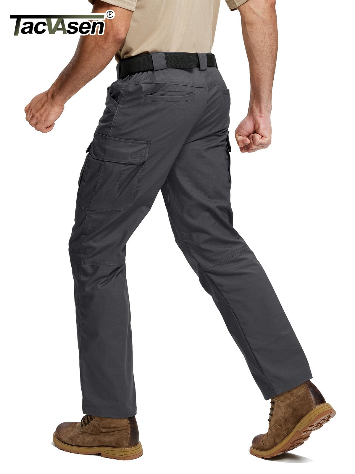 TACVASEN Mens Lightweight Hiking Pants Waterproof Ripstop Lightweight Breathable Stretch Work Tactical Outdoor Trousers 8 Pocket