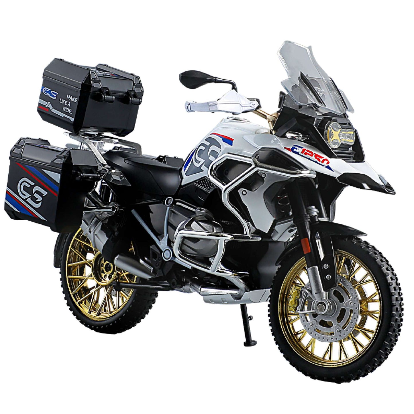 1:10 R1250GS Adventure Moto de Liga Leve Die Cast Modelo de Veículo Coleção Som e Luz Off Road Motocicleta Brinquedos Carro