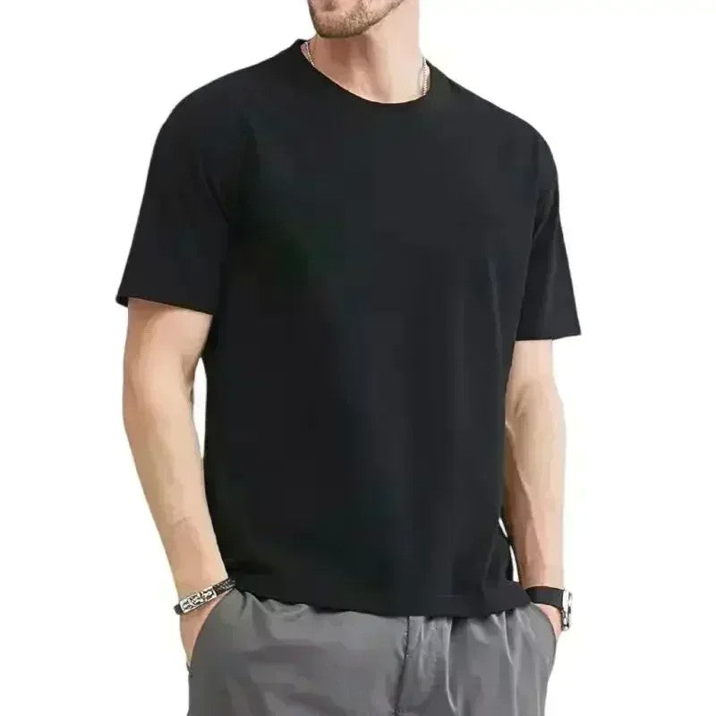 Outlet Counter Men's American Heavy Cotton Short-sleeved T-shirt Ins Loose Crew Neck Men's and Women's Fashion Casual T-shirt