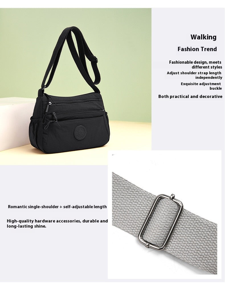 Women's Multi-Compartment Crossbody Bag, Tote Purse with Shoulder Strap, Water-Resistant Nylon Handbag for Moms, Gift Ideas