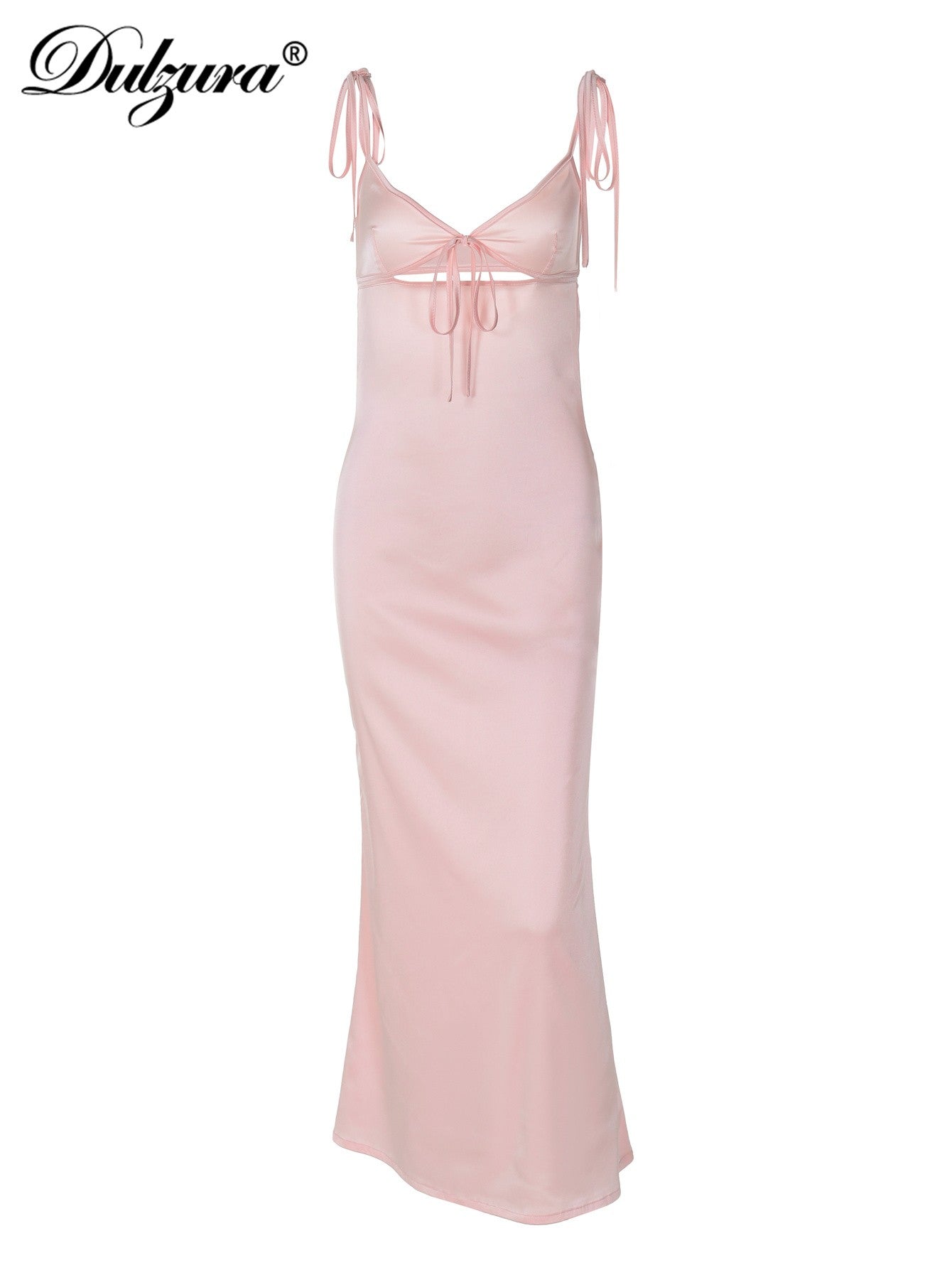 Dulzura Backless Lace Up Spaghetti Straps Cut Out Midi Dress Women Club Holiday