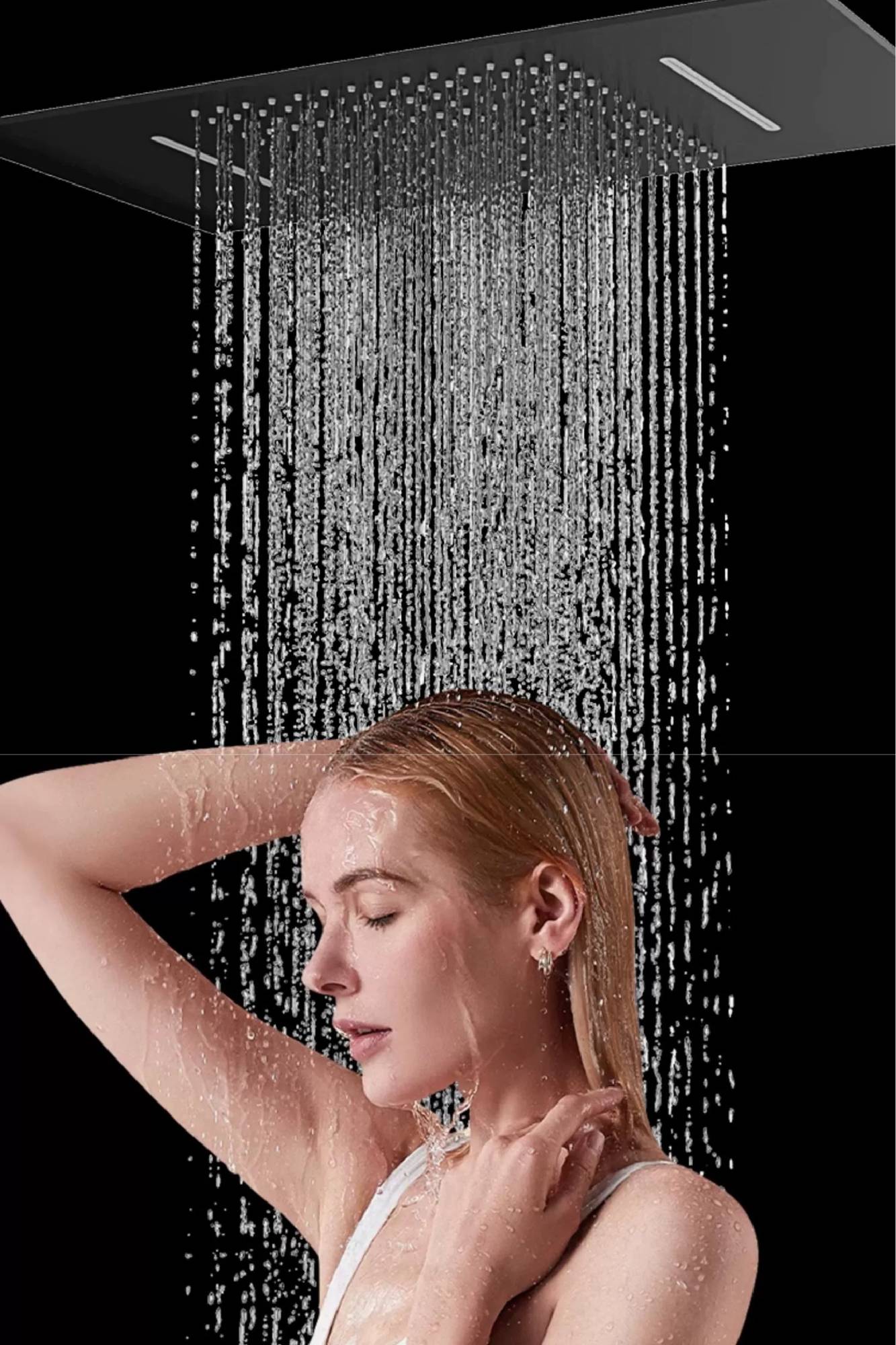 Luxury gun gray brass shower system with ceiling design Hidden LED digital display Dual control of Hot & Cold  bathroom Faucet