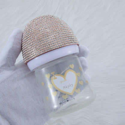 MIYOCAR personalized gold bling baby bottle BPA free plastic 260ml and 150ml bottle lovely baby bottle feeding bottle