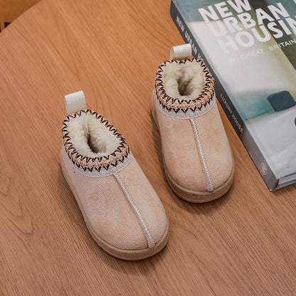 New Fashion Children's Ankle Boots Soft Winter 2025 Causal Girls Cotton Shoes Solid Color Kids School Plush Boots Warm Versatile